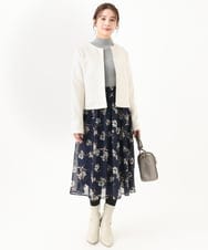 F1HDA06140 MK MICHEL KLEIN(小さいサイズ)(メゾン ドゥ サンク) 【小さいサイズ】花柄シフォンスカート/丈の長さが選べる/洗える チャコールブラウン