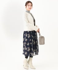 F1HDA06140 MK MICHEL KLEIN(小さいサイズ)(メゾン ドゥ サンク) 【小さいサイズ】花柄シフォンスカート/丈の長さが選べる/洗える チャコールブラウン