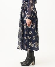 F1HDA06140 MK MICHEL KLEIN(小さいサイズ)(メゾン ドゥ サンク) 【小さいサイズ】花柄シフォンスカート/丈の長さが選べる/洗える チャコールブラウン