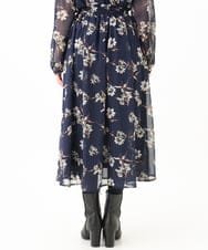 F1HDA06140 MK MICHEL KLEIN(小さいサイズ)(メゾン ドゥ サンク) 【小さいサイズ】花柄シフォンスカート/丈の長さが選べる/洗える チャコールブラウン