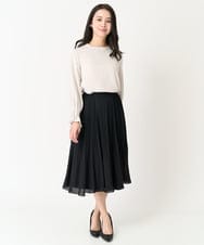 F1HDA12150 MK MICHEL KLEIN(小さいサイズ)(メゾン ドゥ サンク) 【小さいサイズ】リバーシブルシフォンプリーツスカート/丈の長さが選べる/洗える ネイビー