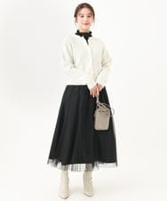 F1HDA66160 MK MICHEL KLEIN(小さいサイズ)(メゾン ドゥ サンク) 【小さいサイズ】タフタチュールリバーシブルスカート/洗える ブラック