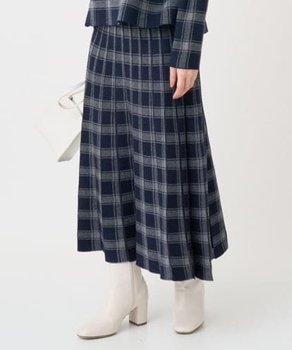 F1HDD01170 MK MICHEL KLEIN(小さいサイズ) 【小さいサイズ】チェック柄プリーツニットスカート/洗える