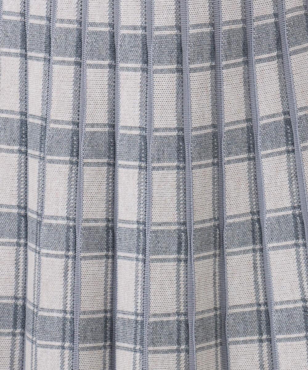 F1HDD01170 MK MICHEL KLEIN(小さいサイズ)(メゾン ドゥ サンク) チェック柄プリーツニットスカート/洗える ネイビー