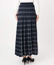 F1HDD01170 MK MICHEL KLEIN(小さいサイズ)(メゾン ドゥ サンク) チェック柄プリーツニットスカート/洗える ネイビー