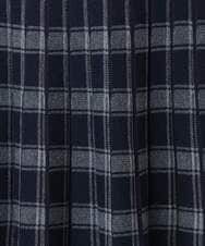 F1HDD01170 MK MICHEL KLEIN(小さいサイズ)(メゾン ドゥ サンク) チェック柄プリーツニットスカート/洗える ネイビー