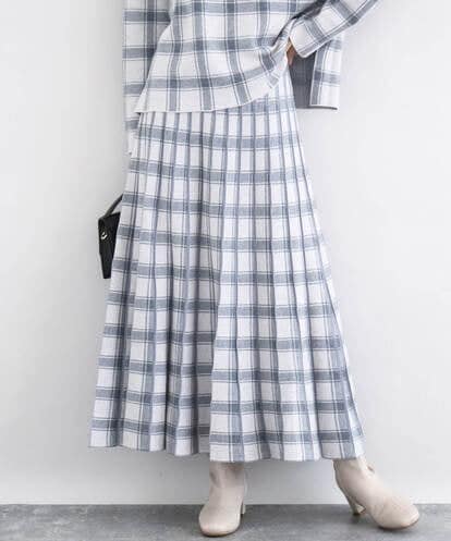 F1HDD01170 MK MICHEL KLEIN(小さいサイズ) チェック柄プリーツニットスカート/洗える