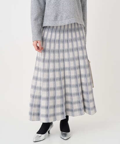 F1HDD01170  【小さいサイズ】チェック柄プリーツニットスカート/洗える