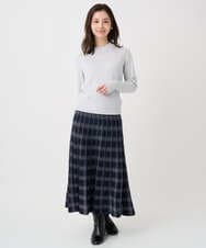 F1HDD01170 MK MICHEL KLEIN(小さいサイズ)(メゾン ドゥ サンク) 【小さいサイズ】チェック柄プリーツニットスカート/洗える ベージュ