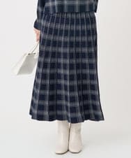 F1HDD01170 MK MICHEL KLEIN(小さいサイズ)(メゾン ドゥ サンク) 【小さいサイズ】チェック柄プリーツニットスカート/洗える ベージュ