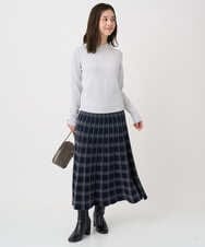 F1HDD01170 MK MICHEL KLEIN(小さいサイズ)(メゾン ドゥ サンク) 【小さいサイズ】チェック柄プリーツニットスカート/洗える ベージュ