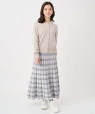 F1HDD01170 MK MICHEL KLEIN(小さいサイズ)(メゾン ドゥ サンク) 【小さいサイズ】チェック柄プリーツニットスカート/洗える ベージュ