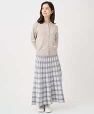 F1HDD01170 MK MICHEL KLEIN(小さいサイズ)(メゾン ドゥ サンク) 【小さいサイズ】チェック柄プリーツニットスカート/洗える ベージュ