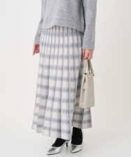 F1HDD01170 MK MICHEL KLEIN(小さいサイズ)(メゾン ドゥ サンク) 【小さいサイズ】チェック柄プリーツニットスカート/洗える ベージュ