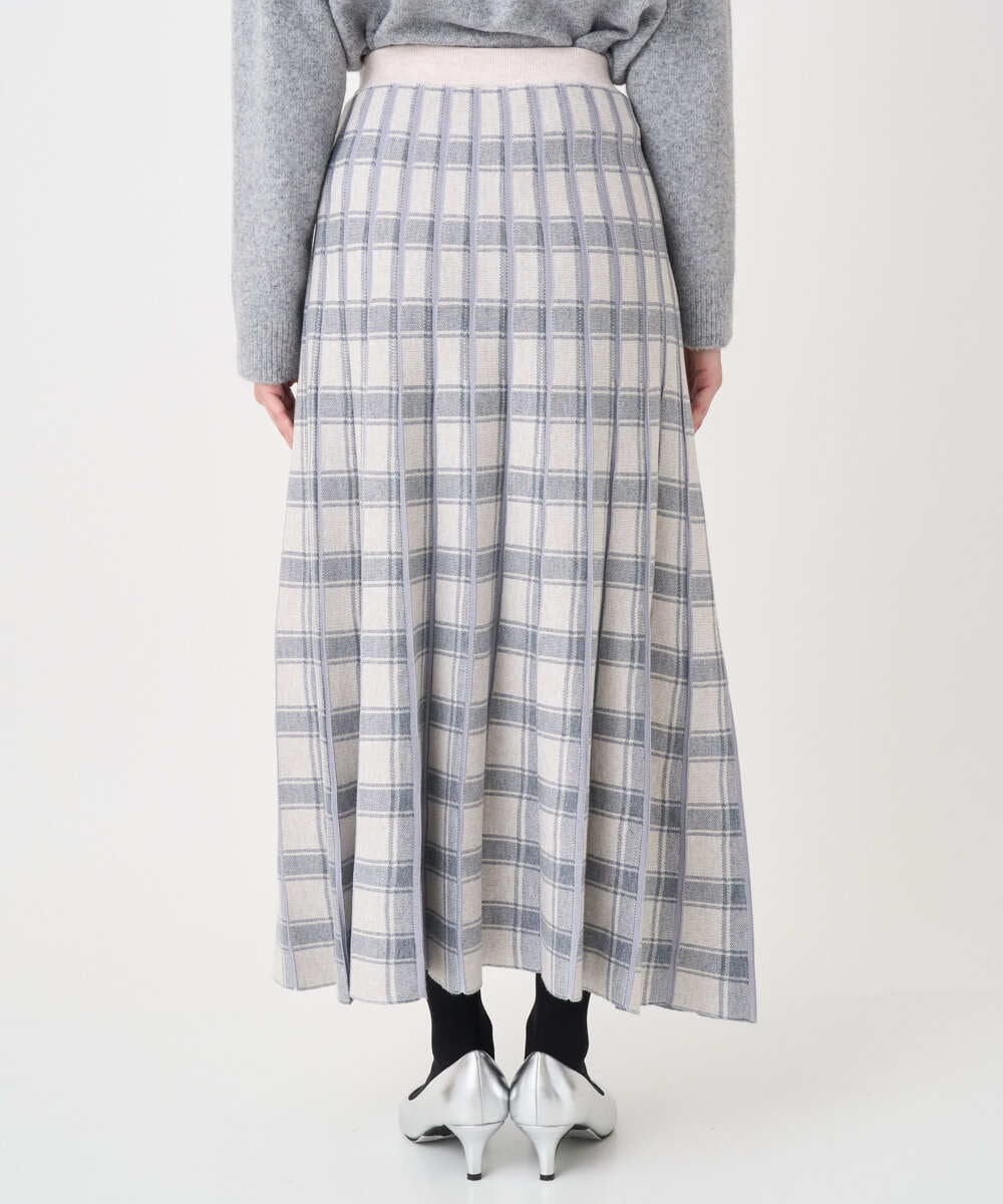 F1HDD01170 MK MICHEL KLEIN(小さいサイズ)(メゾン ドゥ サンク) 【小さいサイズ】チェック柄プリーツニットスカート/洗える ベージュ