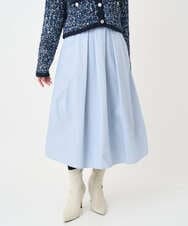 F1HDD60170 MK MICHEL KLEIN(小さいサイズ)(メゾン ドゥ サンク) 【小さいサイズ】メモリータフタ タックフレアスカート/洗濯機で洗える ライトブルー