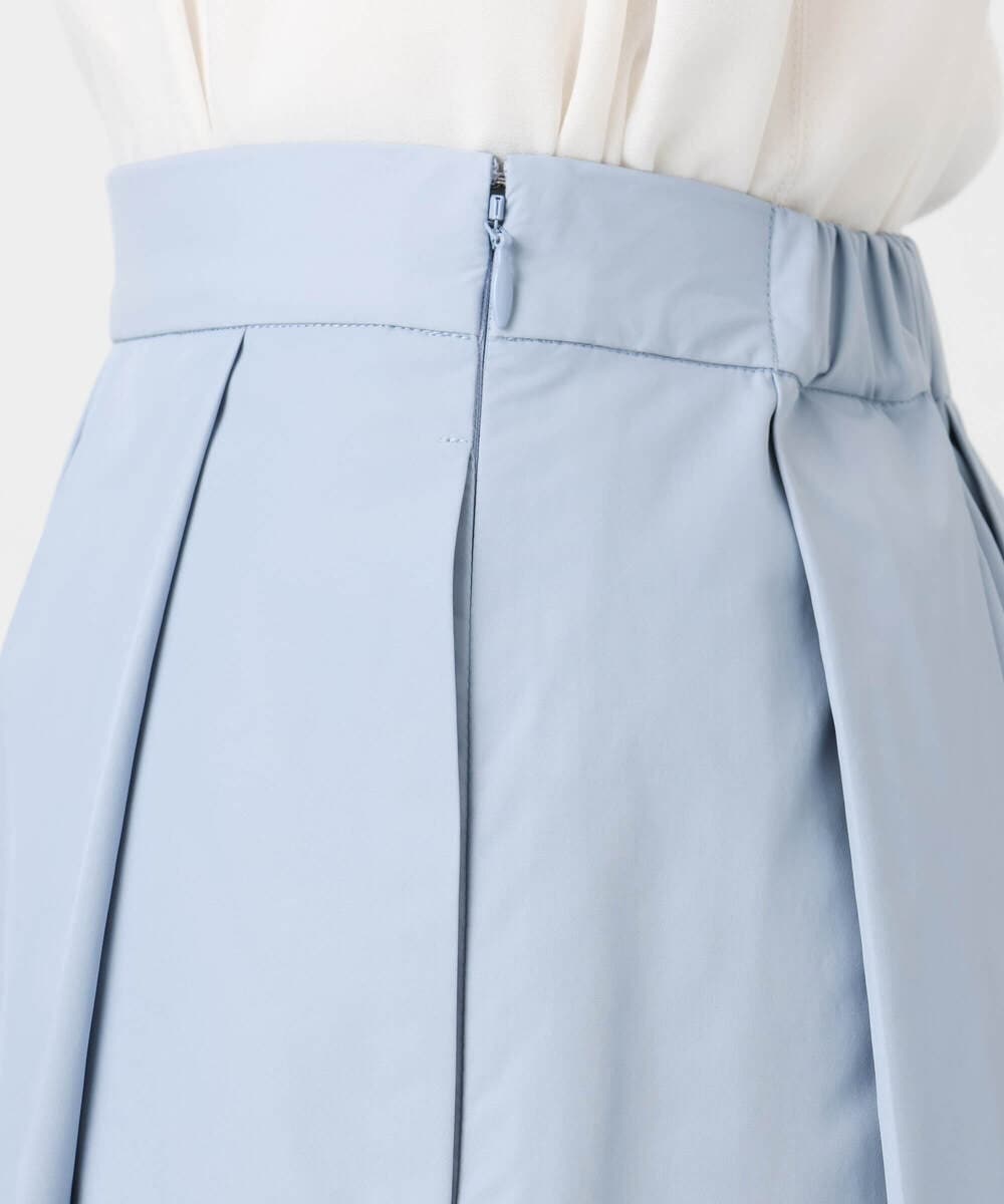 F1HDD60170 MK MICHEL KLEIN(小さいサイズ)(メゾン ドゥ サンク) メモリータフタ タックフレアスカート/洗える ライトブルー