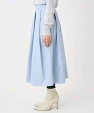 F1HDD60170 MK MICHEL KLEIN(小さいサイズ)(メゾン ドゥ サンク) 【小さいサイズ】メモリータフタ タックフレアスカート/洗濯機で洗える ライトブルー