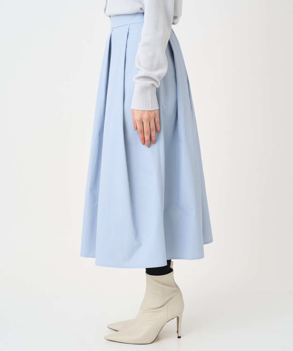 F1HDD60170 MK MICHEL KLEIN(小さいサイズ)(メゾン ドゥ サンク) 【小さいサイズ】メモリータフタ タックフレアスカート/洗濯機で洗える ライトブルー