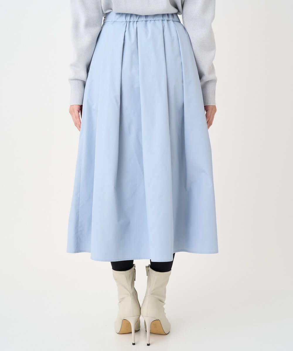 F1HDD60170 MK MICHEL KLEIN(小さいサイズ)(メゾン ドゥ サンク) 【小さいサイズ】メモリータフタ タックフレアスカート/洗濯機で洗える ライトブルー