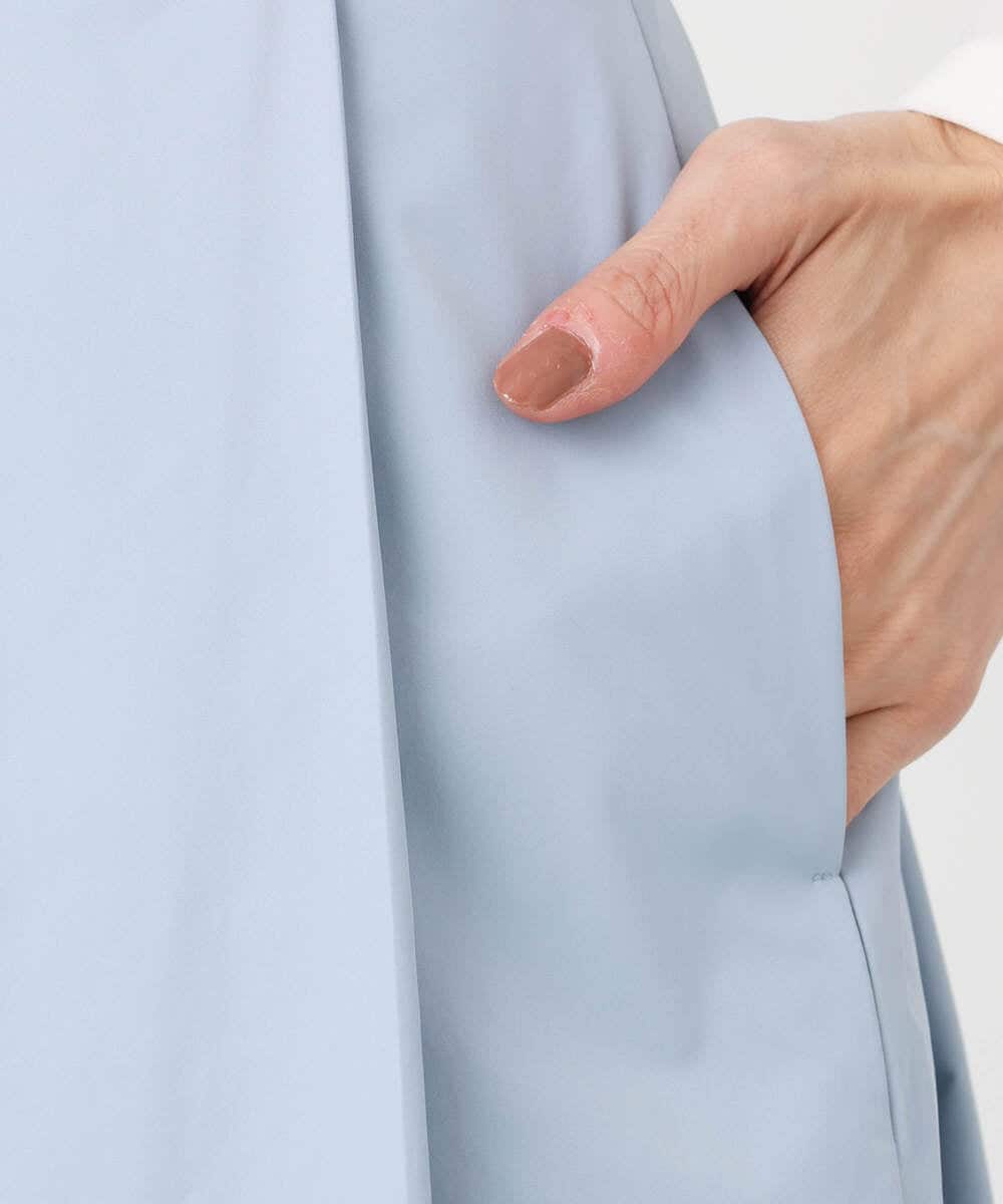 F1HDD60170 MK MICHEL KLEIN(小さいサイズ)(メゾン ドゥ サンク) メモリータフタ タックフレアスカート/洗える ライトブルー