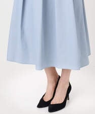 F1HDD60170 MK MICHEL KLEIN(小さいサイズ)(メゾン ドゥ サンク) メモリータフタ タックフレアスカート/洗える ライトブルー