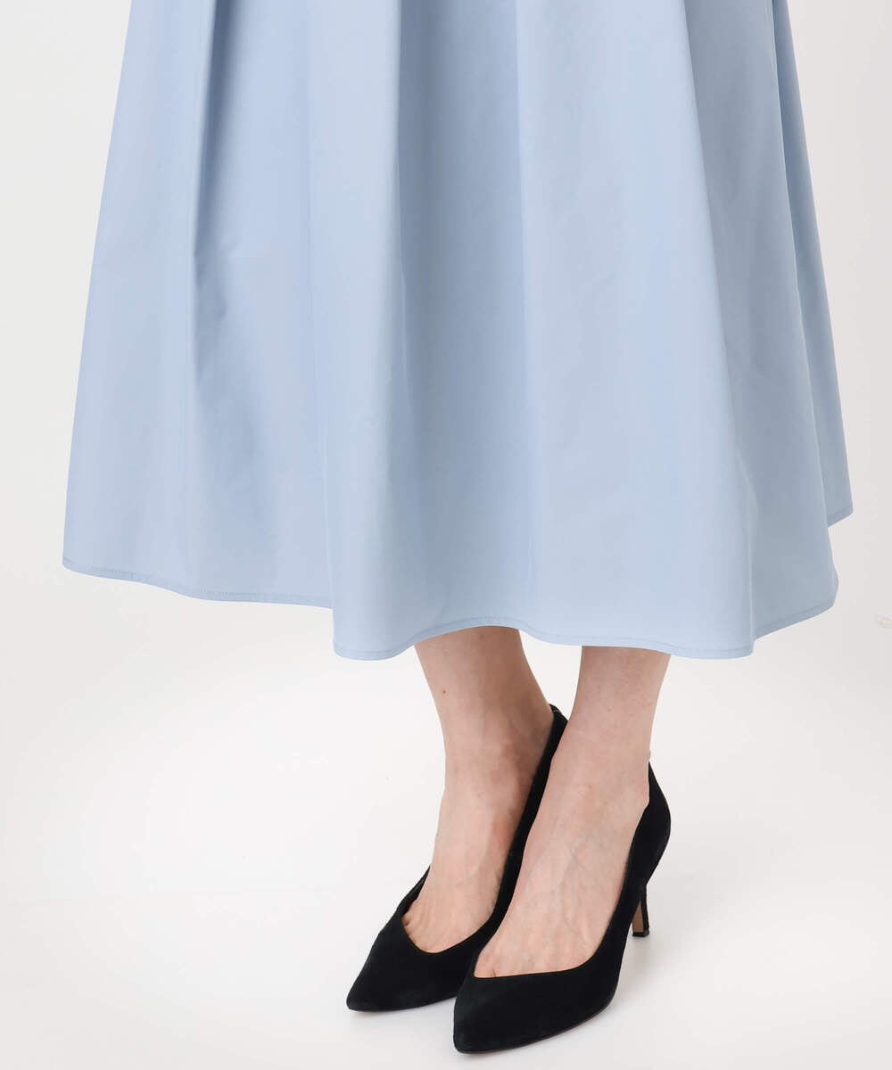 F1HDD60170 MK MICHEL KLEIN(小さいサイズ)(メゾン ドゥ サンク) メモリータフタ タックフレアスカート/洗える ライトブルー