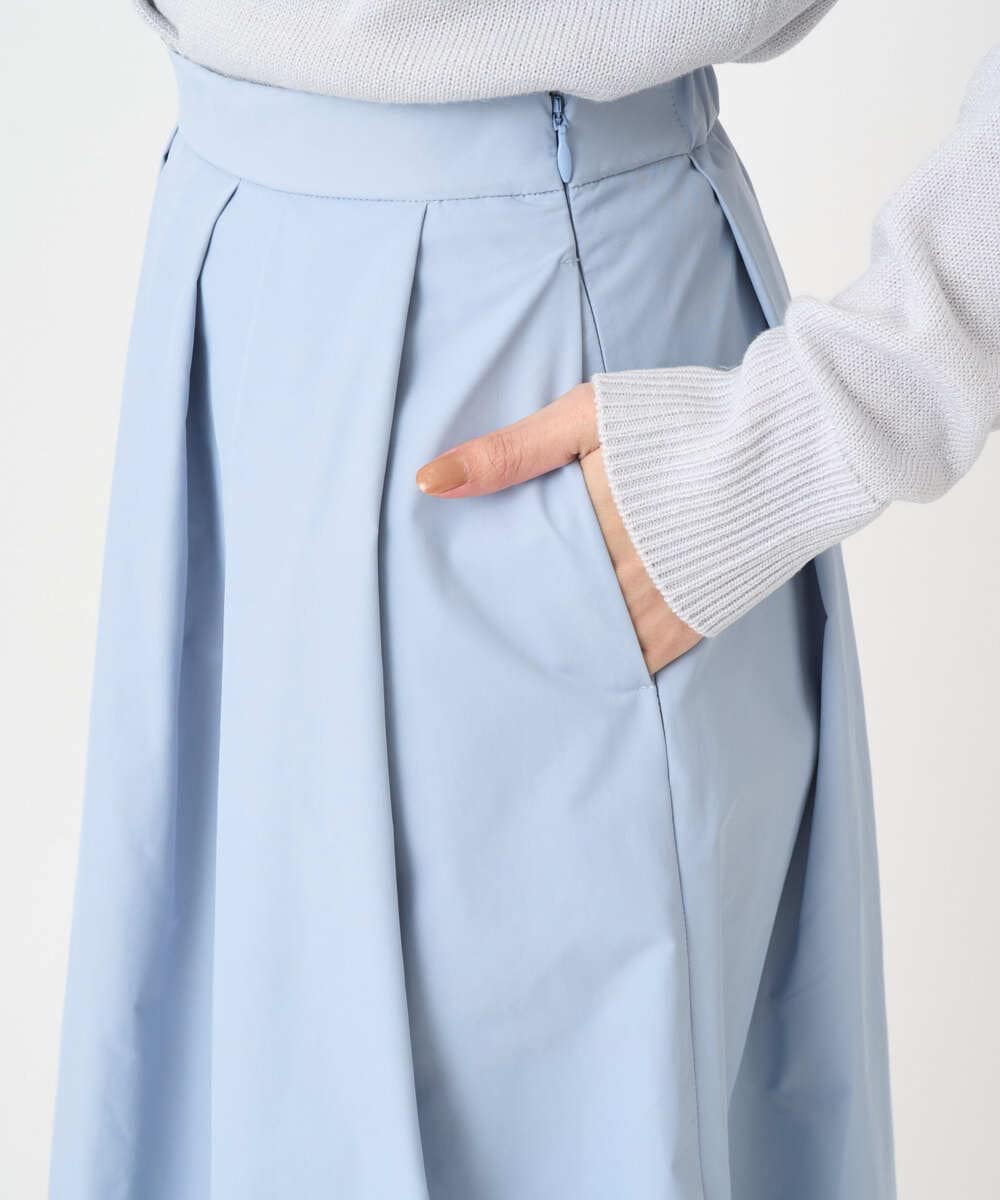 F1HDD60170 MK MICHEL KLEIN(小さいサイズ)(メゾン ドゥ サンク) 【小さいサイズ】メモリータフタ タックフレアスカート/洗濯機で洗える ライトブルー