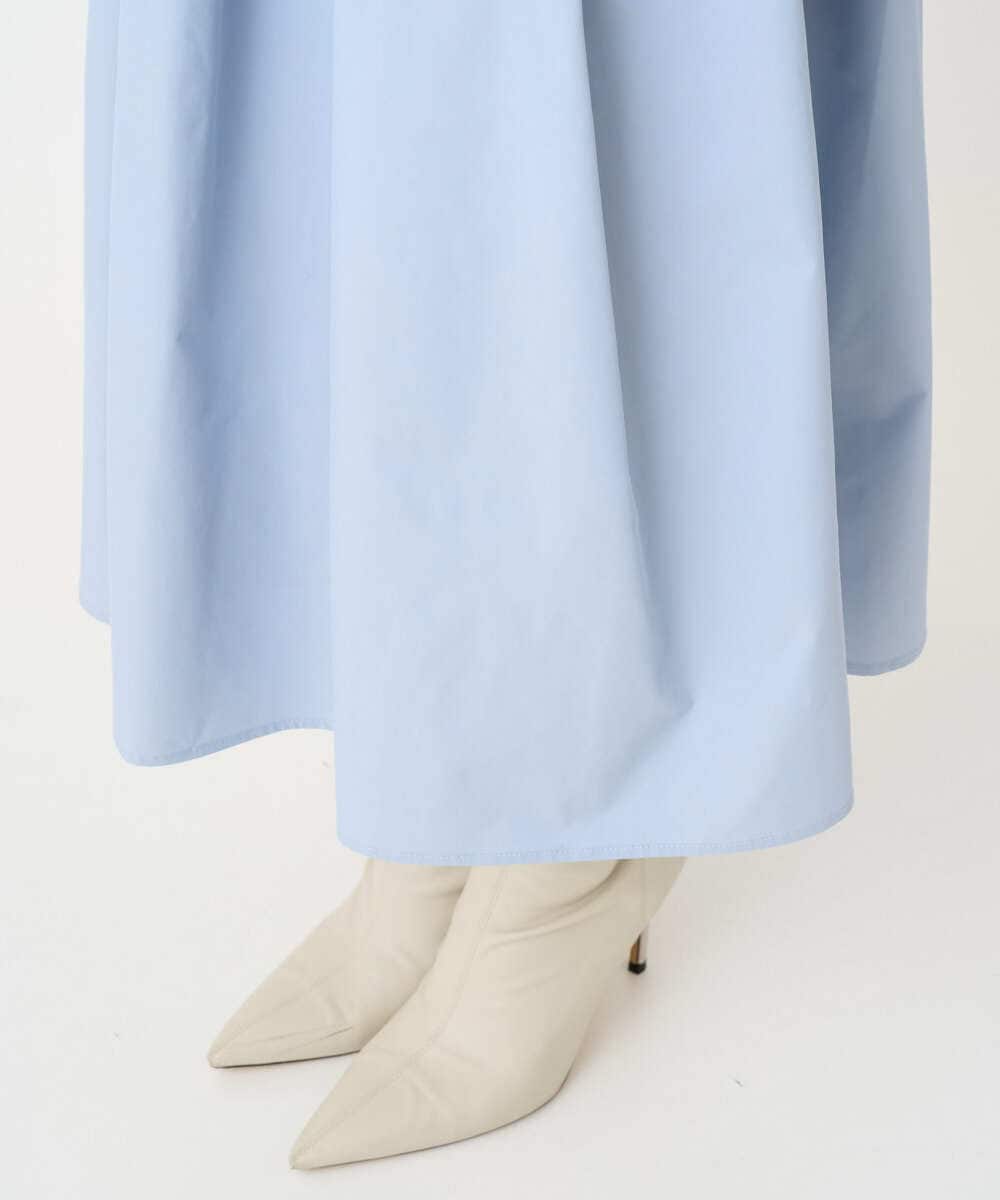 F1HDD60170 MK MICHEL KLEIN(小さいサイズ)(メゾン ドゥ サンク) 【小さいサイズ】メモリータフタ タックフレアスカート/洗濯機で洗える ライトブルー