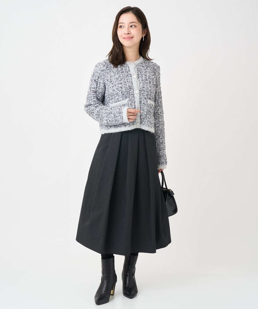 F1HDD60170 MK MICHEL KLEIN(小さいサイズ)(メゾン ドゥ サンク) 【小さいサイズ】メモリータフタ タックフレアスカート/洗濯機で洗える ライトブルー