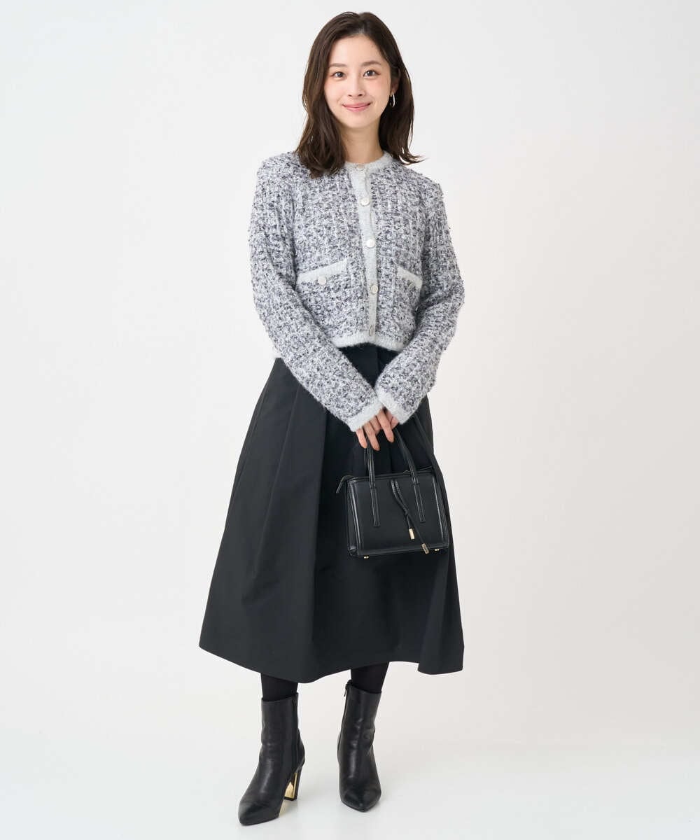 F1HDD60170 MK MICHEL KLEIN(小さいサイズ)(メゾン ドゥ サンク) 【小さいサイズ】メモリータフタ タックフレアスカート/洗濯機で洗える ライトブルー