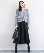 F1HDD60170 MK MICHEL KLEIN(小さいサイズ)(メゾン ドゥ サンク) メモリータフタ タックフレアスカート/洗える ライトブルー