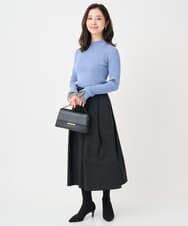 F1HDD60170 MK MICHEL KLEIN(小さいサイズ)(メゾン ドゥ サンク) 【小さいサイズ】メモリータフタ タックフレアスカート/洗濯機で洗える ライトブルー