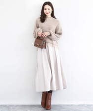 F1HDD60170 MK MICHEL KLEIN(小さいサイズ)(メゾン ドゥ サンク) メモリータフタ タックフレアスカート/洗える ライトブルー