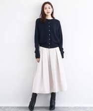 F1HDD60170 MK MICHEL KLEIN(小さいサイズ)(メゾン ドゥ サンク) メモリータフタ タックフレアスカート/洗える ライトブルー