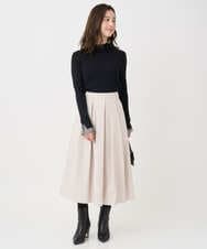 F1HDD60170 MK MICHEL KLEIN(小さいサイズ)(メゾン ドゥ サンク) 【小さいサイズ】メモリータフタ タックフレアスカート/洗濯機で洗える ライトブルー