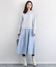 F1HDD60170 MK MICHEL KLEIN(小さいサイズ)(メゾン ドゥ サンク) メモリータフタ タックフレアスカート/洗える ライトブルー