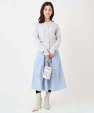 F1HDD60170 MK MICHEL KLEIN(小さいサイズ)(メゾン ドゥ サンク) 【小さいサイズ】メモリータフタ タックフレアスカート/洗濯機で洗える ライトブルー