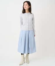 F1HDD60170 MK MICHEL KLEIN(小さいサイズ)(メゾン ドゥ サンク) 【小さいサイズ】メモリータフタ タックフレアスカート/洗濯機で洗える ライトブルー