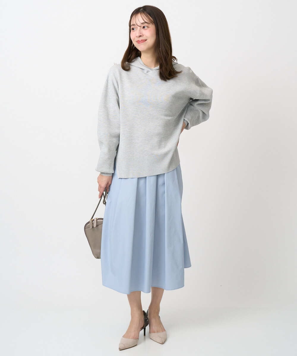 F1HDD60170 MK MICHEL KLEIN(小さいサイズ)(メゾン ドゥ サンク) 【小さいサイズ】メモリータフタ タックフレアスカート/洗濯機で洗える ライトブルー