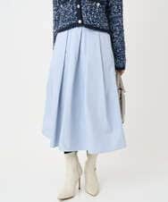 F1HDD60170 MK MICHEL KLEIN(小さいサイズ)(メゾン ドゥ サンク) 【小さいサイズ】メモリータフタ タックフレアスカート/洗濯機で洗える ライトブルー