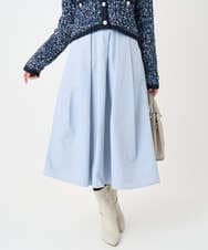 F1HDD60170 MK MICHEL KLEIN(小さいサイズ)(メゾン ドゥ サンク) 【小さいサイズ】メモリータフタ タックフレアスカート/洗濯機で洗える ライトブルー