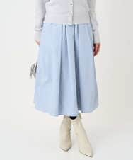 F1HDD60170 MK MICHEL KLEIN(小さいサイズ)(メゾン ドゥ サンク) 【小さいサイズ】メモリータフタ タックフレアスカート/洗濯機で洗える ライトブルー