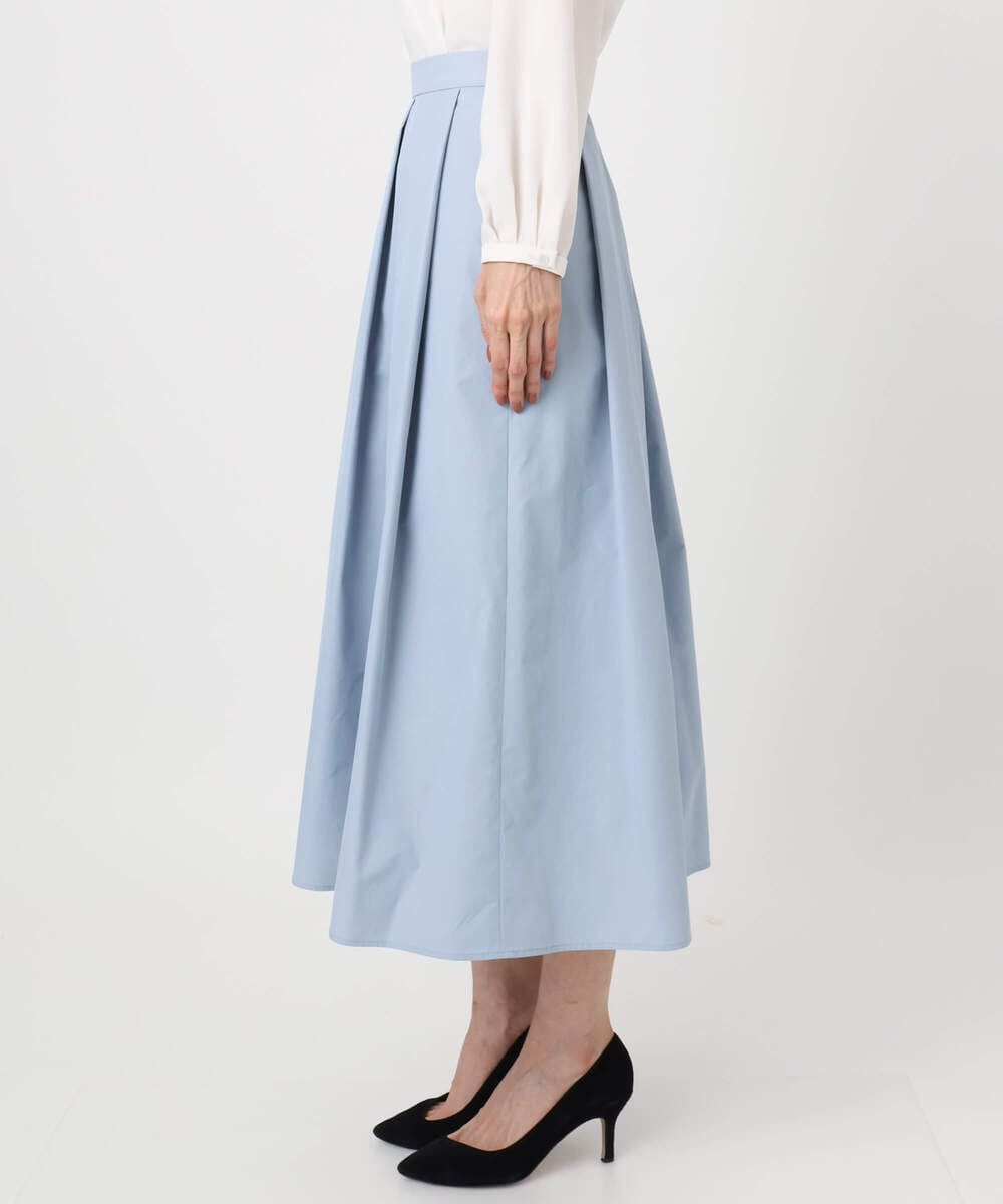 F1HDD60170 MK MICHEL KLEIN(小さいサイズ)(メゾン ドゥ サンク) メモリータフタ タックフレアスカート/洗える ライトブルー