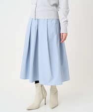 F1HDD60170 MK MICHEL KLEIN(小さいサイズ)(メゾン ドゥ サンク) 【小さいサイズ】メモリータフタ タックフレアスカート/洗濯機で洗える ライトブルー