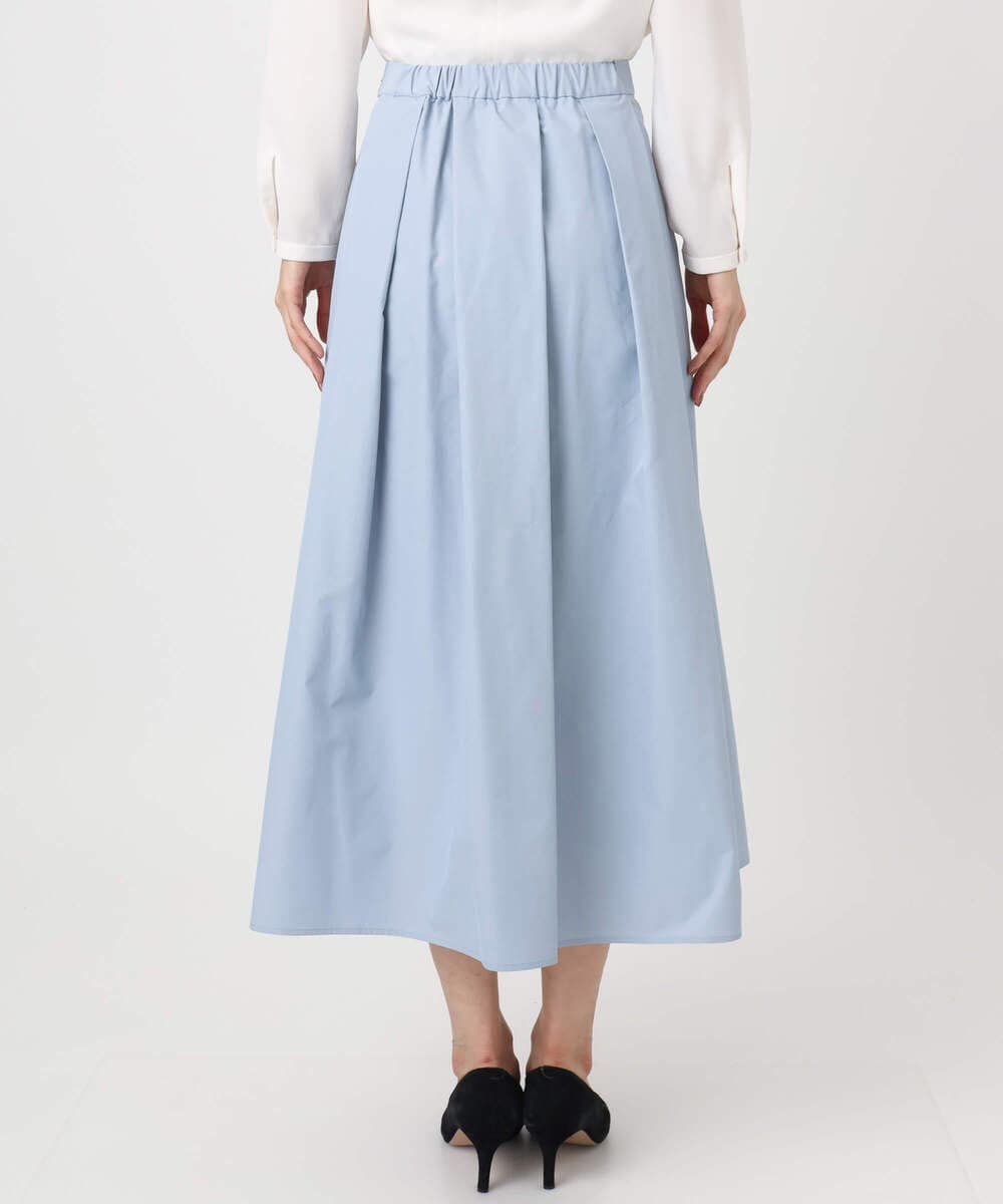 F1HDD60170 MK MICHEL KLEIN(小さいサイズ)(メゾン ドゥ サンク) メモリータフタ タックフレアスカート/洗える ライトブルー
