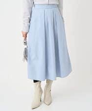 F1HDD60170 MK MICHEL KLEIN(小さいサイズ)(メゾン ドゥ サンク) 【小さいサイズ】メモリータフタ タックフレアスカート/洗濯機で洗える ライトブルー