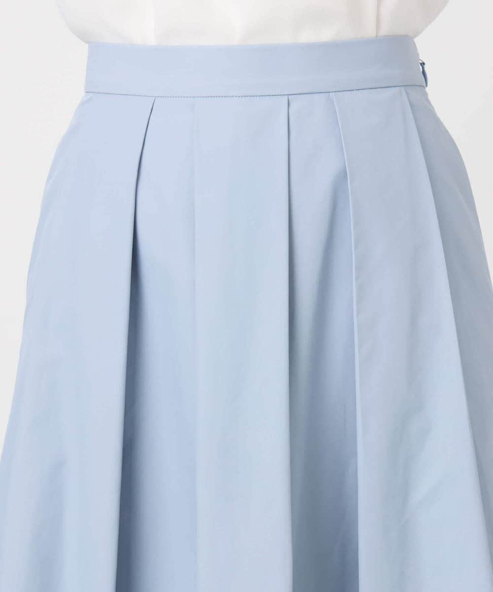 F1HDD60170 MK MICHEL KLEIN(小さいサイズ)(メゾン ドゥ サンク) メモリータフタ タックフレアスカート/洗える ライトブルー