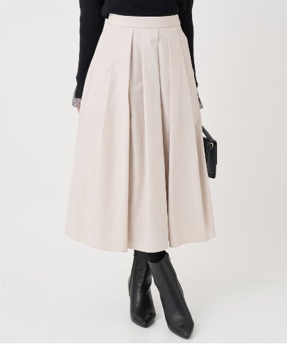 F1HDD60170 MK MICHEL KLEIN(小さいサイズ) 【小さいサイズ】メモリータフタ タックフレアスカート/洗濯機で洗える