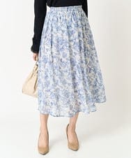 F1HFA07140 MK MICHEL KLEIN(小さいサイズ)(メゾン ドゥ サンク) 【小さいサイズ】花柄シフォンスカート/丈の長さが選べる/洗える アイボリー